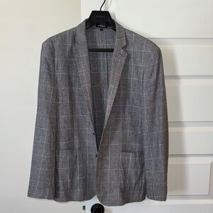 Express Charcoal Checkered Blazer